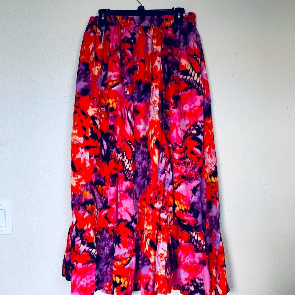 NWT gypsie Blu’s XL colorful lined pockets maxi skirt